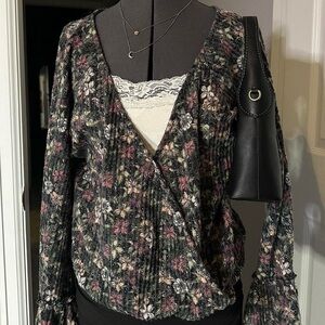 Daytrip Multicolor Floral Wrap Blouse